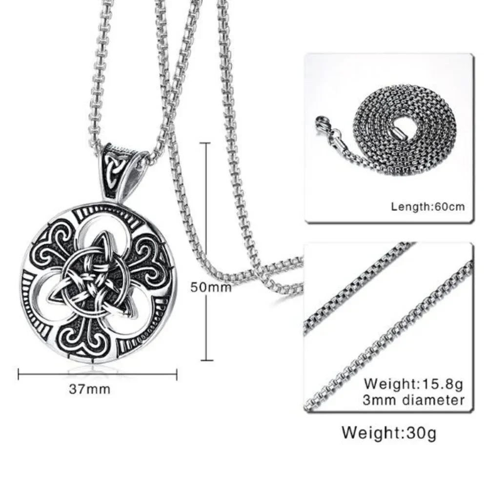 Stainless Steel Celtic Medallion Unisex Necklace